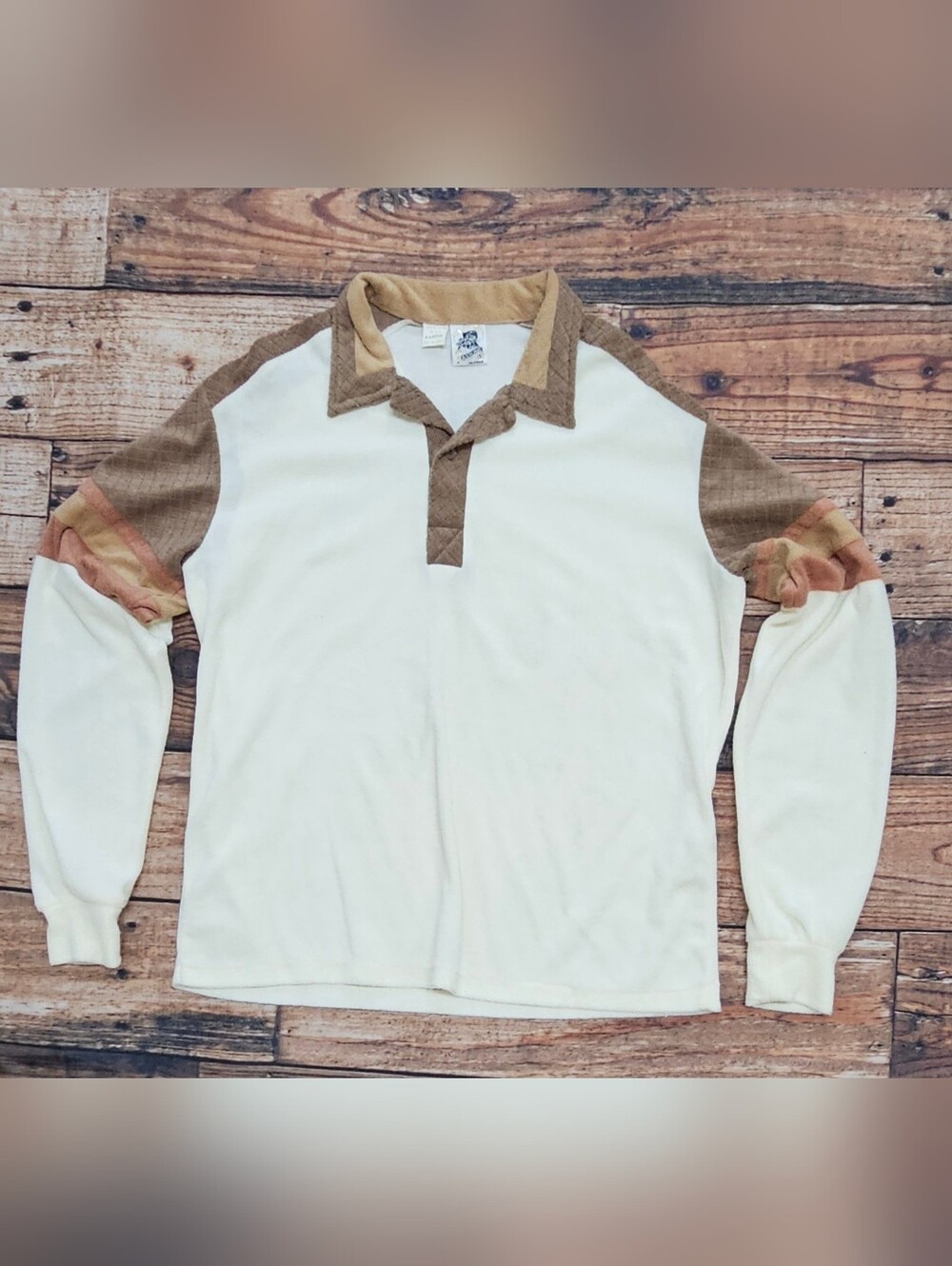 Kennington California Terry Cloth Polo Long SIeeve Shirt Men’s XL Vintage 70s